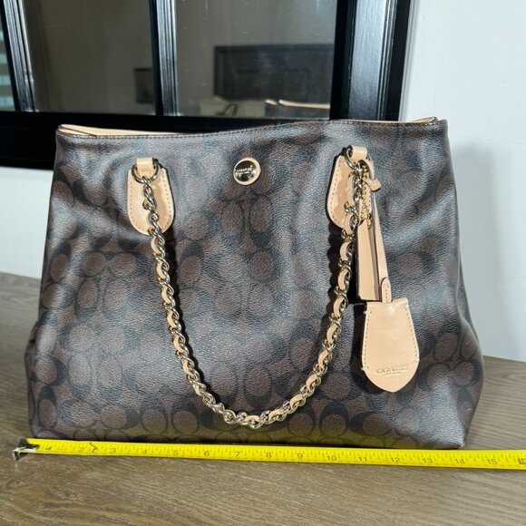 Coach Peyton Signature Chain Tote — Brown/Tan Monogram - Picture 6 of 15